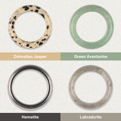 Healing Crystal Rings, Natural Stone Solid Bands, Jewelry Gifts, Energy Crystals, Minimalist Rings, US Sizes 7–10, 18 Natural Crystals