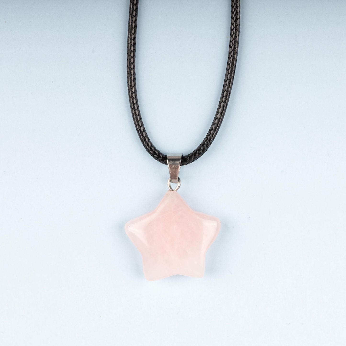Star Pendant Crystal Necklace with 18" Black Cord, Natural Healing Crystal Jewelry Gift, Amethyst, Rose Quartz, Lapis Lazuli, Red Jasper