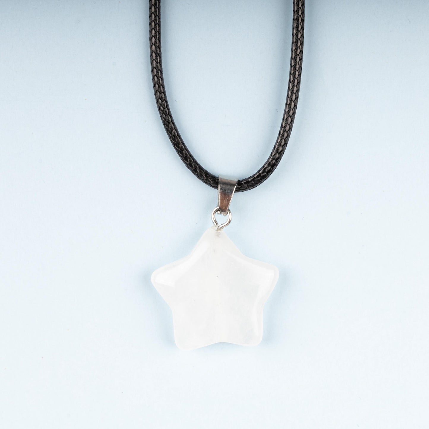 Star Pendant Crystal Necklace with 18" Black Cord, Natural Healing Crystal Jewelry Gift, Amethyst, Rose Quartz, Lapis Lazuli, Red Jasper