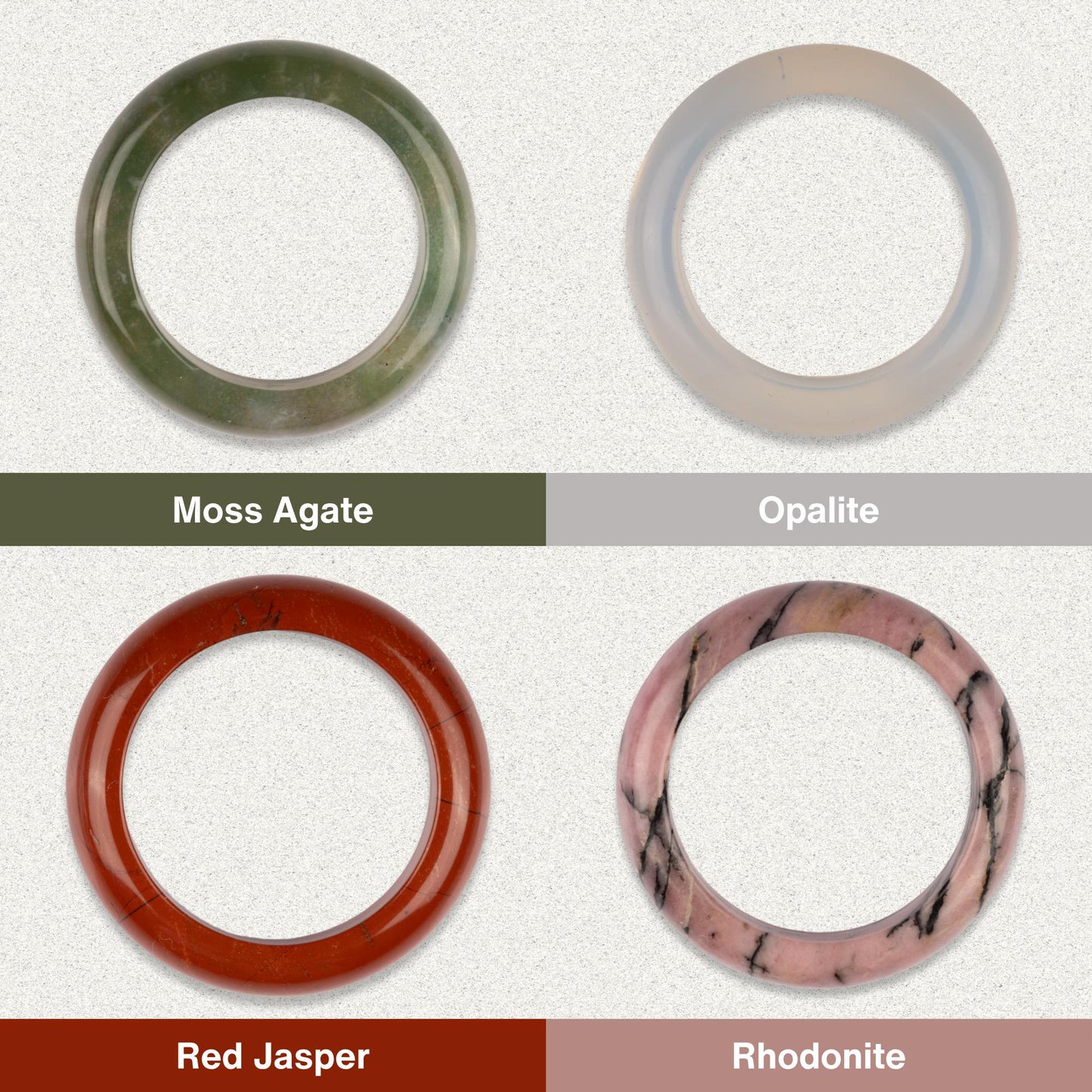 Healing Crystal Rings, Natural Stone Solid Bands, Jewelry Gifts, Energy Crystals, Minimalist Rings, US Sizes 7–10, 18 Natural Crystals