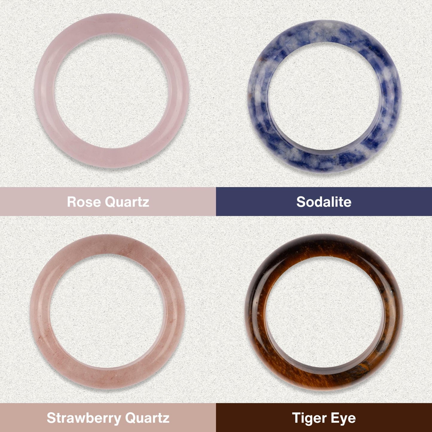 Healing Crystal Rings, Natural Stone Solid Bands, Jewelry Gifts, Energy Crystals, Minimalist Rings, US Sizes 7–10, 18 Natural Crystals