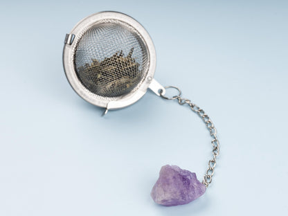 Raw Crystal Tea Infuser, Loose Leaf Tea Steeper with Natural Stone, Tea Lover Gift, Rough Crystal Tea Ball, Amethyst, Rose Quartz & More
