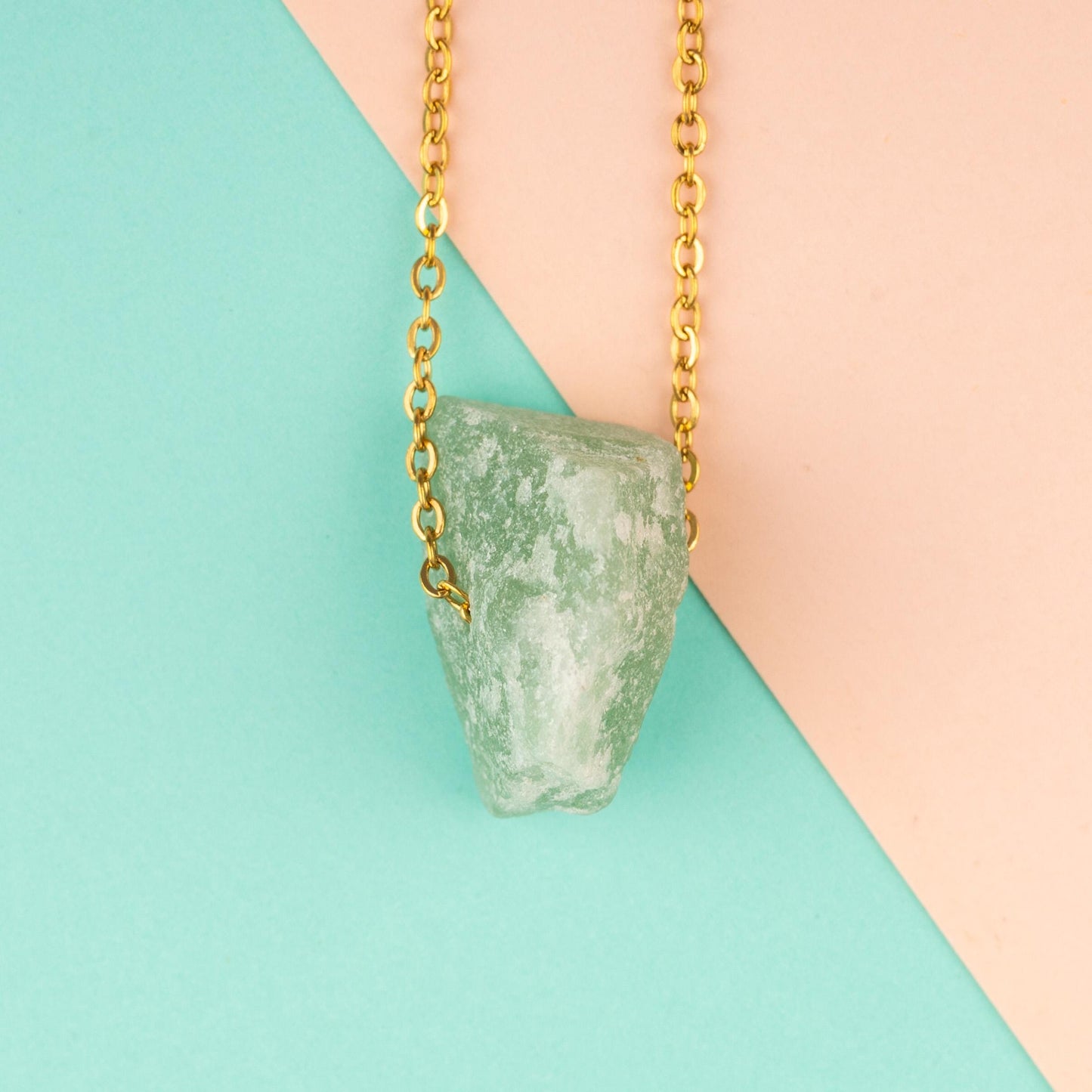 Raw Stone Crystal Necklace with 18-20" Gold Adjustable Chain, Natural Crystal Jewelry Gift, Rose Quartz, Citrine, Amethyst Stone Pendant