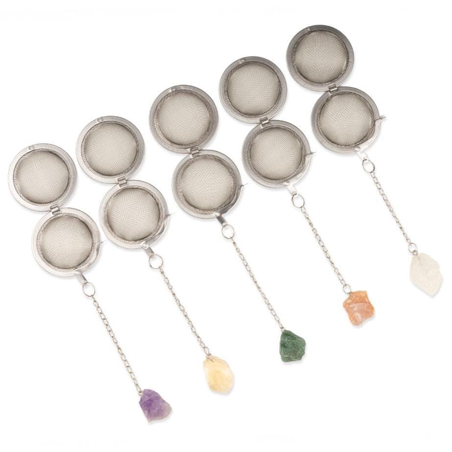 Raw Crystal Tea Infuser, Loose Leaf Tea Steeper with Natural Stone, Tea Lover Gift, Rough Crystal Tea Ball, Amethyst, Rose Quartz & More