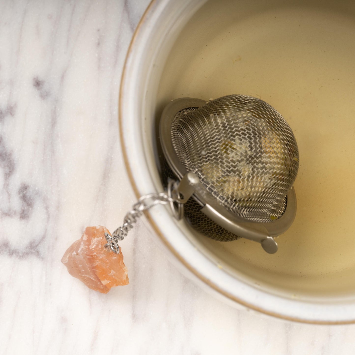 Raw Crystal Tea Infuser, Loose Leaf Tea Steeper with Natural Stone, Tea Lover Gift, Rough Crystal Tea Ball, Amethyst, Rose Quartz & More