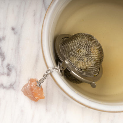 Raw Crystal Tea Infuser, Loose Leaf Tea Steeper with Natural Stone, Tea Lover Gift, Rough Crystal Tea Ball, Amethyst, Rose Quartz & More