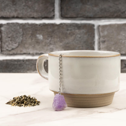 Raw Crystal Tea Infuser, Loose Leaf Tea Steeper with Natural Stone, Tea Lover Gift, Rough Crystal Tea Ball, Amethyst, Rose Quartz & More