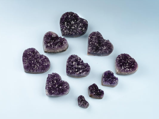 Natural Amethyst Heart Cluster Healing Crystals, AAA Quality Raw Amethyst Cluster, Purple Amethyst Geode, Spiritual Decor & Meditation Gifts