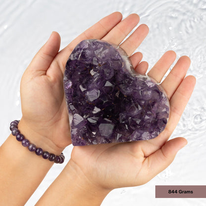 Large Amethyst Heart Cluster Healing Crystals, AAA Quality Natural Raw Amethyst Cluster, Purple Amethyst Geode, Spiritual & Meditation Gifts
