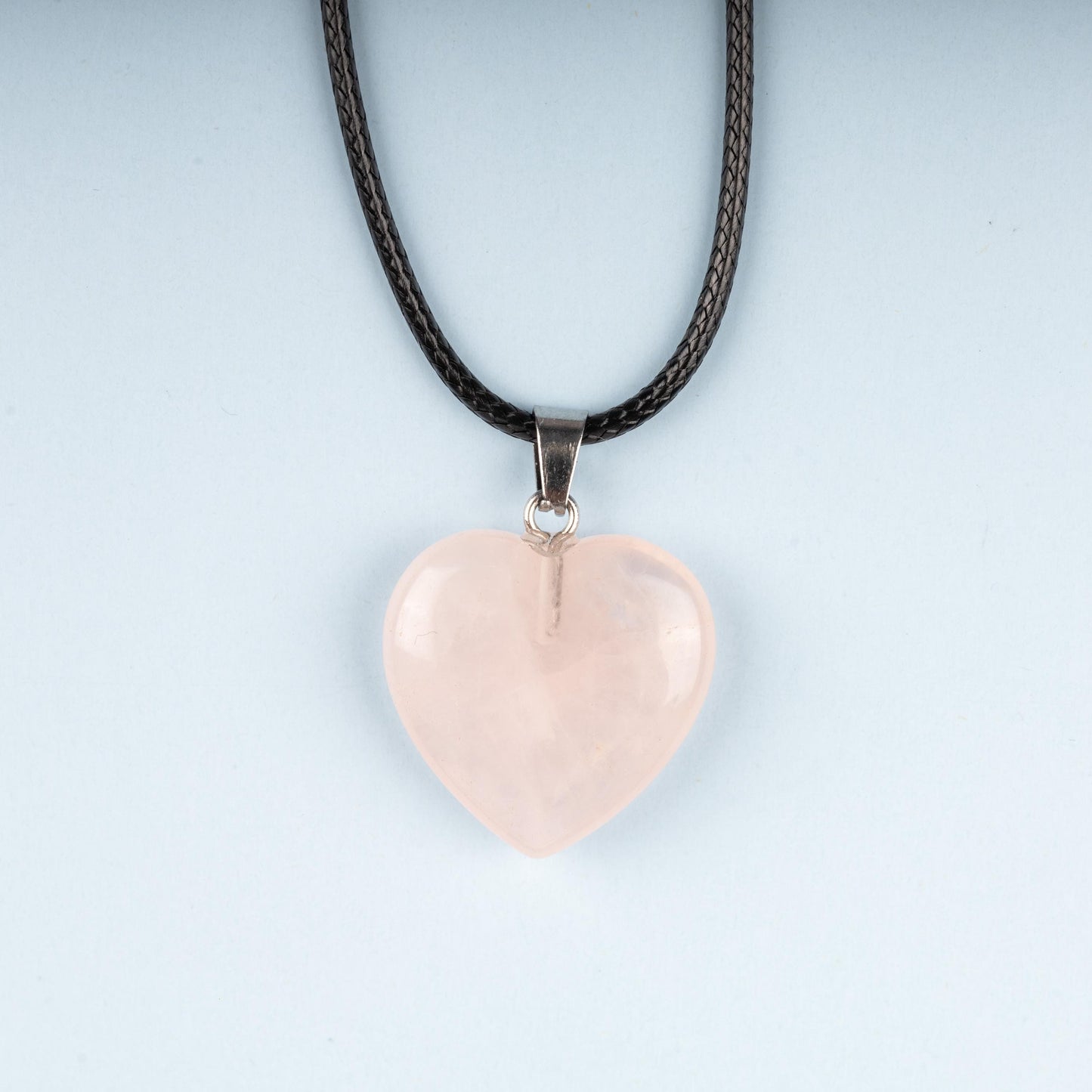 Heart Pendant Crystal Necklace with 18" Black Cord, Natural Healing Crystal Jewelry Gift, Amethyst, Rose Quartz, Lapis Lazuli, Red Jasper