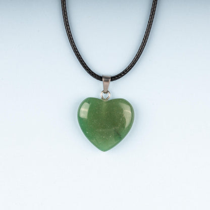 Heart Pendant Crystal Necklace with 18" Black Cord, Natural Healing Crystal Jewelry Gift, Amethyst, Rose Quartz, Lapis Lazuli, Red Jasper
