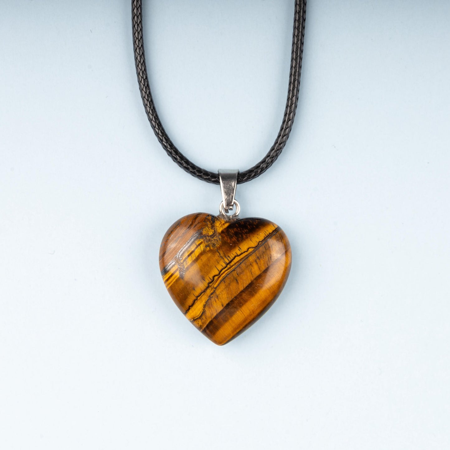 Heart Pendant Crystal Necklace with 18" Black Cord, Natural Healing Crystal Jewelry Gift, Amethyst, Rose Quartz, Lapis Lazuli, Red Jasper