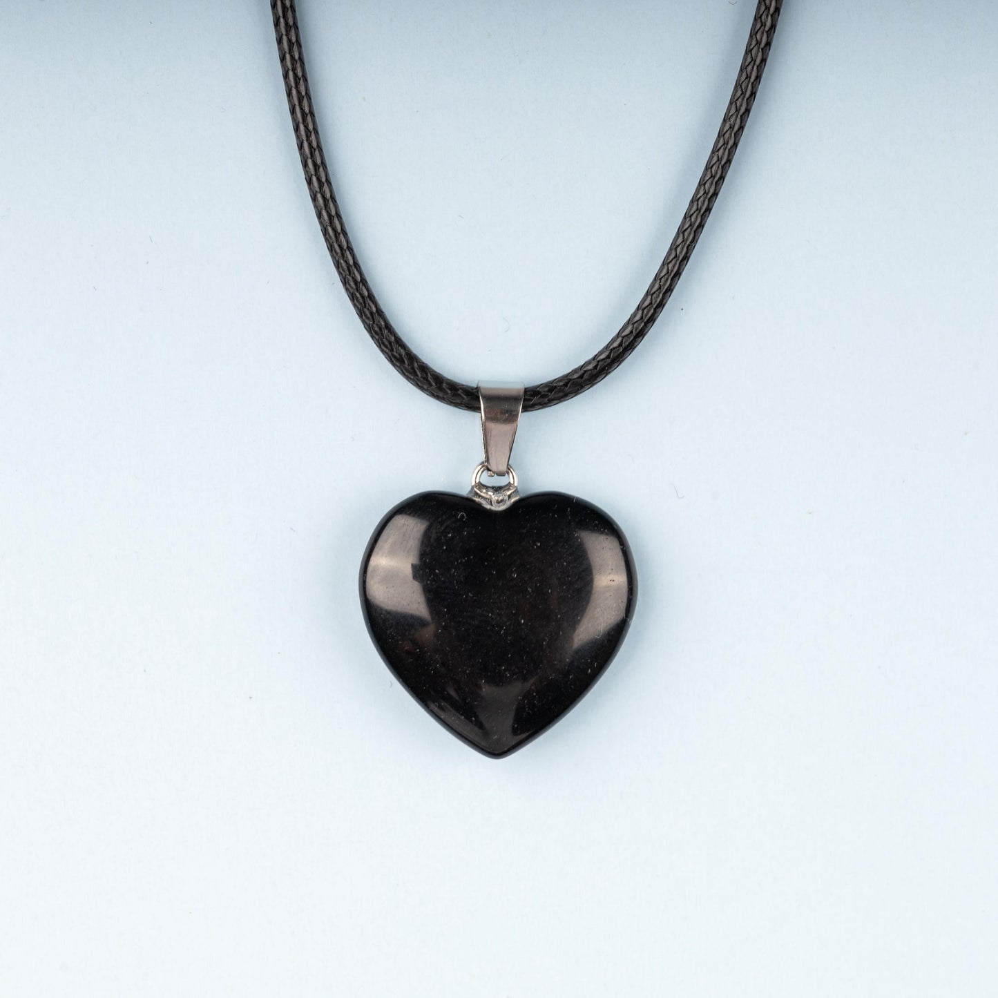 Heart Pendant Crystal Necklace with 18" Black Cord, Natural Healing Crystal Jewelry Gift, Amethyst, Rose Quartz, Lapis Lazuli, Red Jasper