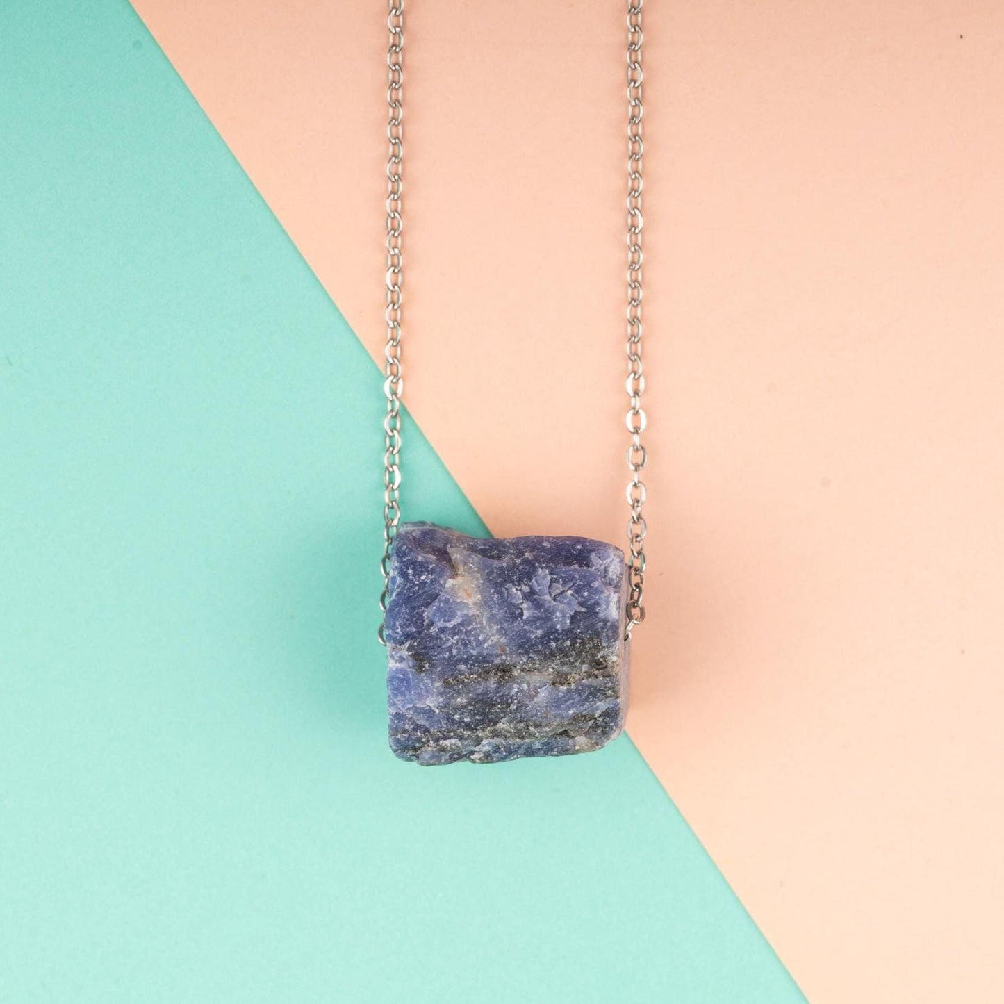 Raw Stone Crystal Necklace with 18-20" Silver Adjustable Chain, Natural Crystal Jewelry Gift, Rose Quartz, Citrine, Amethyst Stone Pendant