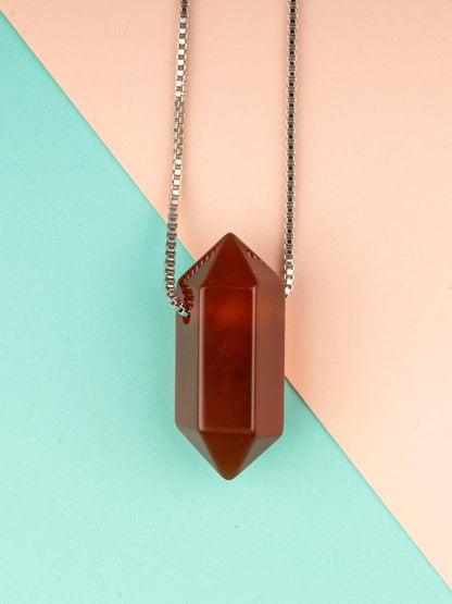 Hexagon Crystal Necklace with 18-20" Silver Adjustable Chain, Natural Crystal Jewelry Gift, Amethyst, Rose Quartz Carnelian Pendant Necklace