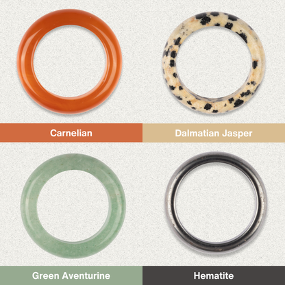 Healing Crystal Rings, Natural Stone Solid Bands, Jewelry Gifts, Energy Crystals, Minimalist Rings, US Sizes 6.5–10, 20 Natural Crystals