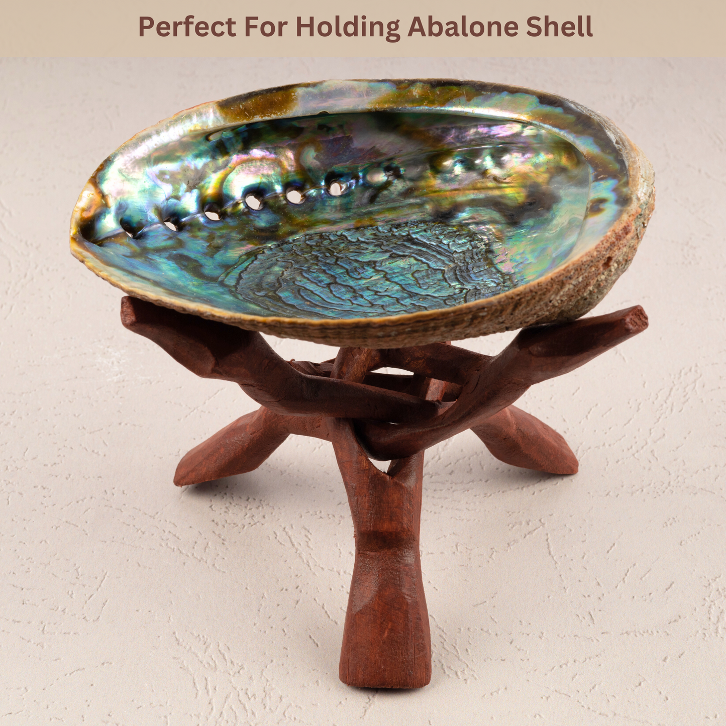 Wooden Tripod Stand 4”, 6” and 8” - Hand-Carved Room Decor Holder ~ Ideal for Abalone Shell, Decorative Bowl, Crystal Ball, Sphere, Geode ~ Wood Display Stand & Perfect Crystal Holder