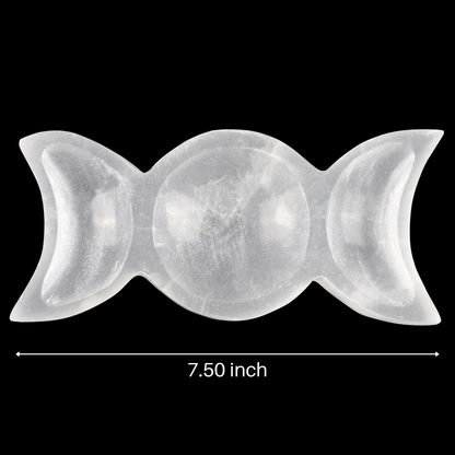 Selenite Triple Moon Bowl - Selenite Triple Moon Bowl Only