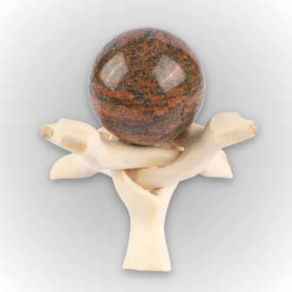 45mm-50mm Unakite Sphere with Wooden Tripod Stand, Healing Crystal Sphere, Home Crystal Decor, Energy Crystal, Sphere Stand, Crystal Gifts