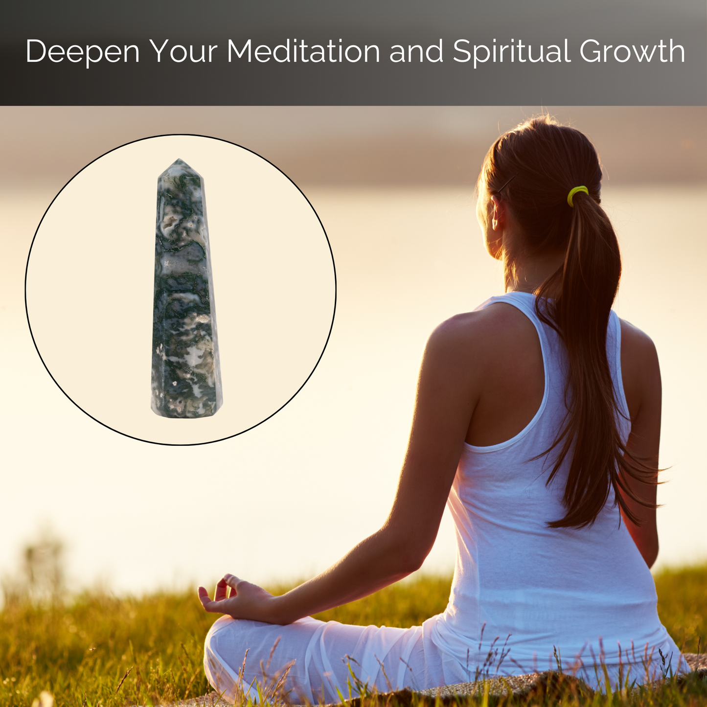 Natural Moss Agate Obelisk Point Crystal Tower 2.5-3", Healing Crystals and Stones, Meditation Accessories, Reiki, Spiritual Gifts & Decor