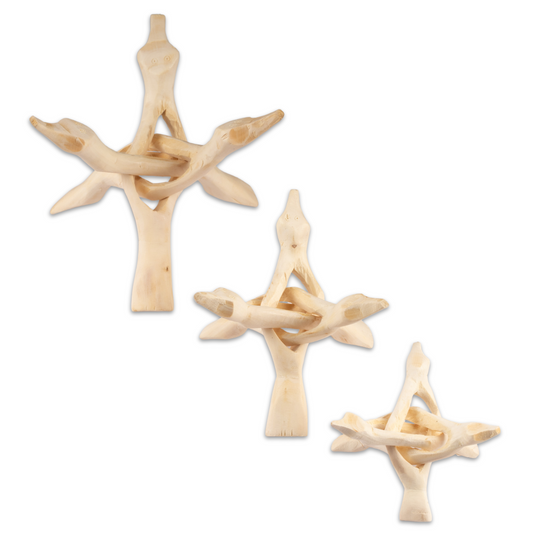Wooden Tripod Stand 4”, 6”, or 8”- Hand-Carved Room Decor Holder ~ Ideal for Abalone Shell, Decorative Bowl, Crystal Ball, Sphere, Geode ~ Wood Display Stand & Perfect Crystal Holder