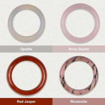 Healing Crystal Rings, Natural Stone Solid Bands, Jewelry Gifts, Energy Crystals, Minimalist Rings, US Sizes 6.5–10, 20 Natural Crystals