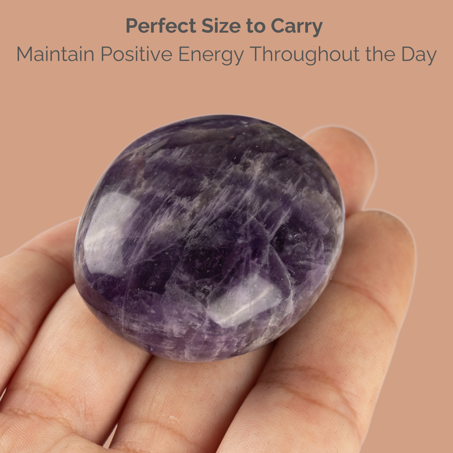 Amethyst Palm Stone Crystal - Natural Healing Stone for Anxiety Relief & Meditation - Polished Amethyst Worry Stone - Spiritual Gift