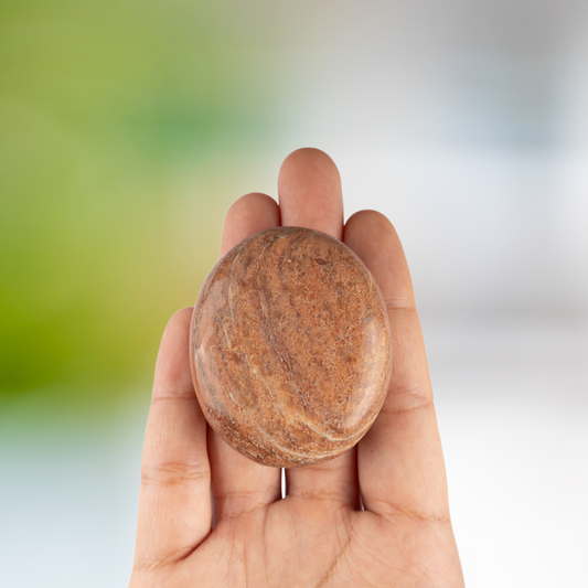 Peach Moonstone Palm Stone Crystal - Natural Healing Stone for Anxiety Relief & Meditation - Polished Peach Moonstone Worry Stone - Spiritual Gift