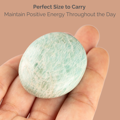 Amazonite Palm Stone Crystal - Natural Healing Stone for Anxiety Relief & Meditation - Polished Amazonite Worry Stone - Spiritual Gift