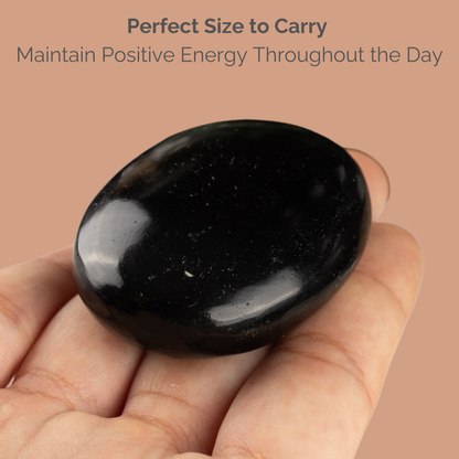 Black Obsidian Palm Stone Crystal - Natural Healing Stone for Anxiety Relief & Meditation - Polished Black Obsidian Worry Stone - Spiritual Gift