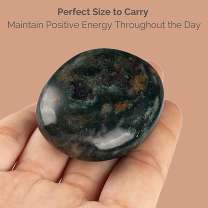 Bloodstone Palm Stone Crystal - Natural Healing Stone for Anxiety Relief & Meditation - Polished Bloodstone Worry Stone - Spiritual Gift