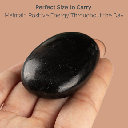 Black Tourmaline Palm Stone Crystal - Natural Healing Stone for Anxiety Relief & Meditation - Polished Black Tourmaline Worry Stone - Spiritual Gift