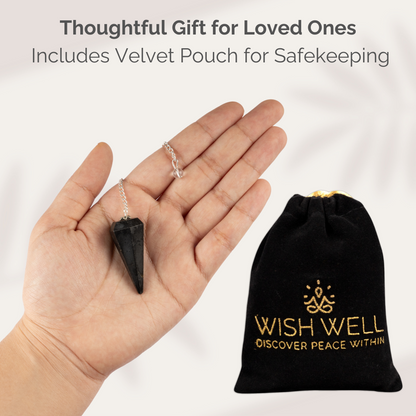 Black Tourmaline Pendulum Crystal Divination Tools — Dowsing Pendulum Crystal with Crystal Ball for Meditation, Chakra Healing, Energy Work, Reiki, and Crystal Grid