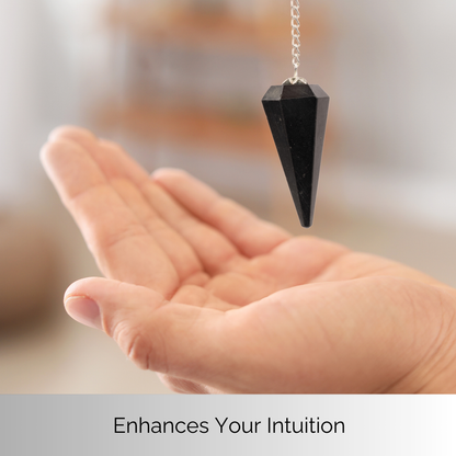 Black Tourmaline Pendulum Crystal Divination Tools — Dowsing Pendulum Crystal with Crystal Ball for Meditation, Chakra Healing, Energy Work, Reiki, and Crystal Grid