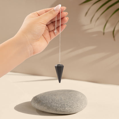 Black Tourmaline Pendulum Crystal Divination Tools — Dowsing Pendulum Crystal with Crystal Ball for Meditation, Chakra Healing, Energy Work, Reiki, and Crystal Grid