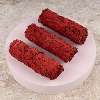 Dragon's Blood Sage Smudge Stick – 4” Dragon's Blood Sage Bundle for Home Cleansing, Energy Healing, Meditation, Reiki, and Clearing Negative Energy- Includes Smudging Guide