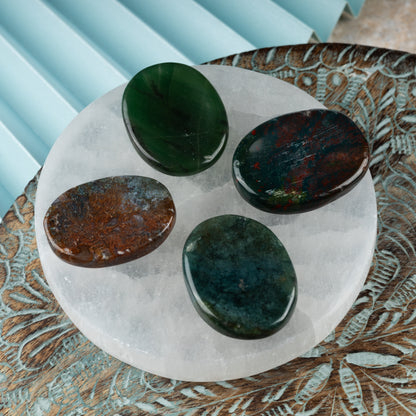 Bloodstone Worry Stone for Anxiety Relief, Healing Crystals & Natural Energy Healing Thumb Stone, Perfect Meditation & Spiritual Gift