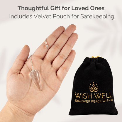 Clear Quartz Pendulum Crystal Divination Tools — Dowsing Pendulum Crystal with Crystal Ball for Meditation, Chakra Healing, Energy Work, Reiki, and Crystal Grid