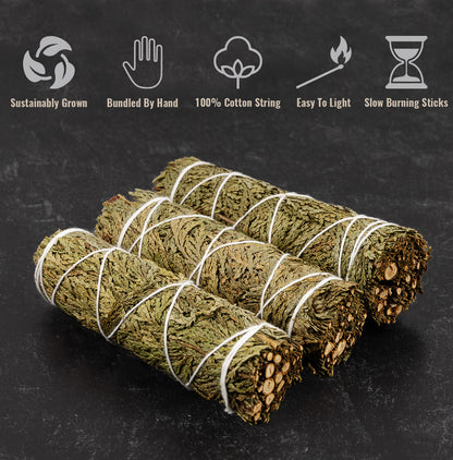 Cedar Smudge Stick – 4” Cedar Bundle for Home Cleansing, Energy Healing, Meditation, Reiki, and Clearing Negative Energy- Includes Smudging Guide