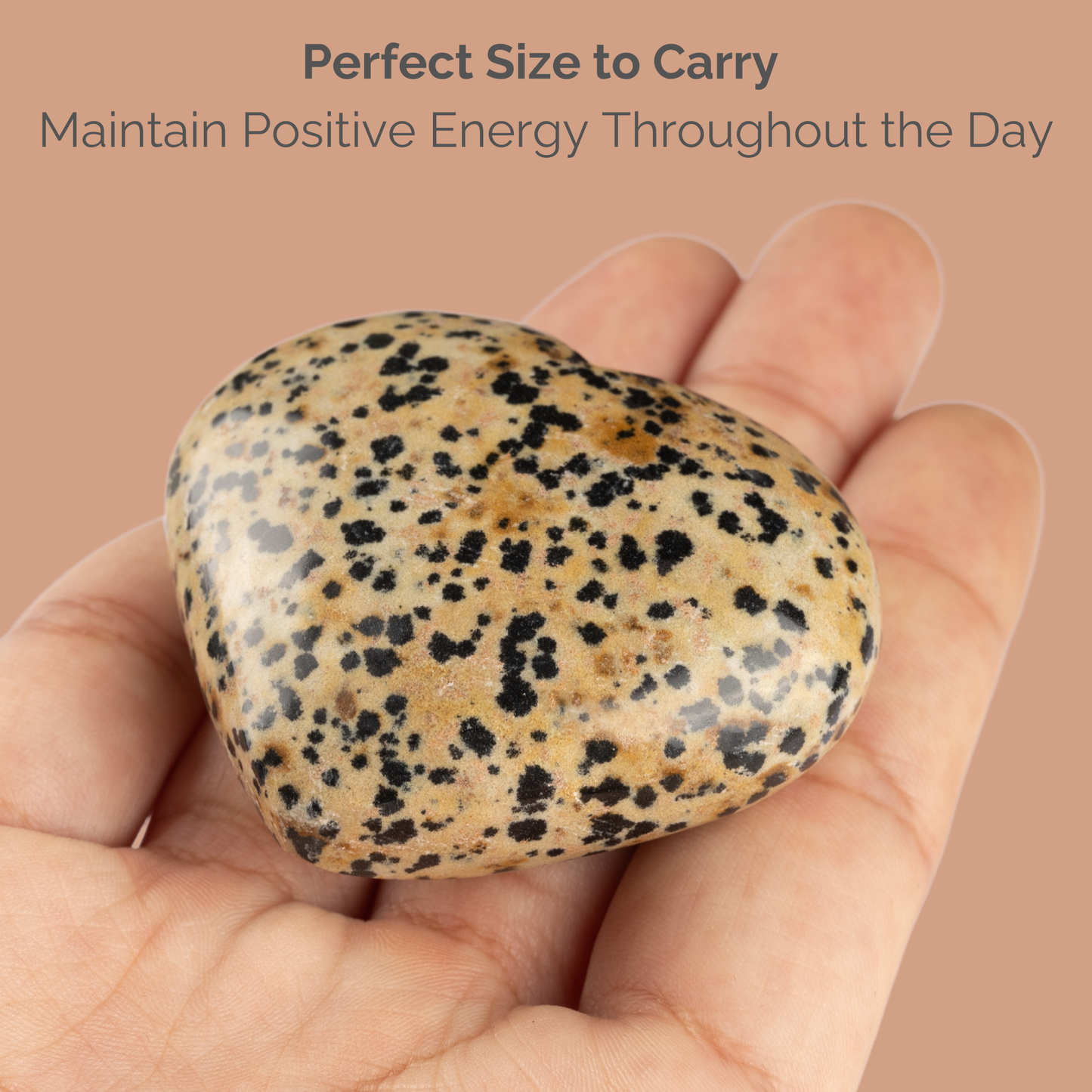 Dalmatian Jasper Heart Palm Stone Crystal - Natural Healing Stone for Anxiety Relief & Meditation - Polished Dalmatian Jasper Worry Stone - Spiritual Gift