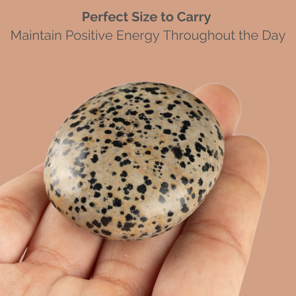 Dalmatian Jasper Palm Stone Crystal - Natural Healing Stone for Anxiety Relief & Meditation - Polished Dalmatian Jasper Worry Stone - Spiritual Gift