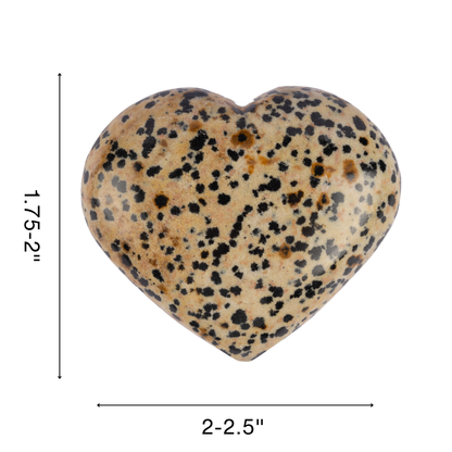 Dalmatian Jasper Heart Palm Stone Crystal - Natural Healing Stone for Anxiety Relief & Meditation - Polished Dalmatian Jasper Worry Stone - Spiritual Gift