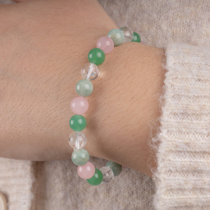 Virgo Zodiac Bracelet for Women or Men with Natural Amazonite, Clear Quartz, Green Aventurine, and Rose Quartz Crystals and Healing Stones - Handmade Beaded Bracelet, Perfect Zodiac Gift for Birthday