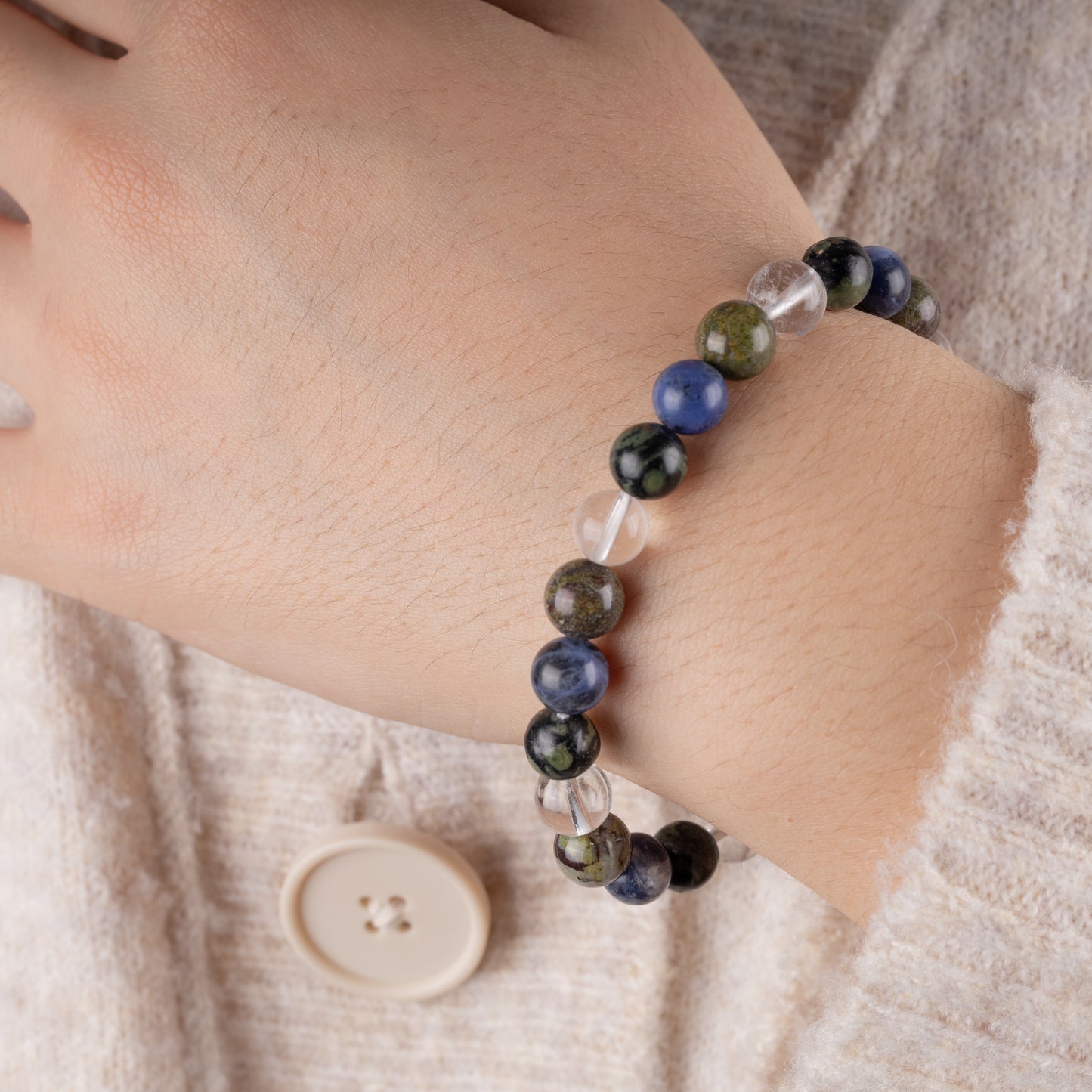 Pisces Zodiac Bracelet for Women or Men with Natural Stone Sodalite, Kambaba Jasper, Clear Quartz, Bloodstone Crystals and Healing Stones - Handmade Beaded Bracelet, Perfect Zodiac Gift for Birthday