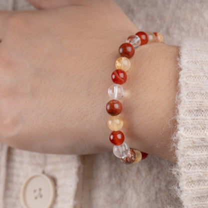 Aries Zodiac Bracelet for Women or Men with Natural Citrine, Carnelian, Clear Quartz, and Red Jasper Crystals and Healing Stones - Handmade Beaded Bracelet, Perfect Zodiac Gift for Birthday