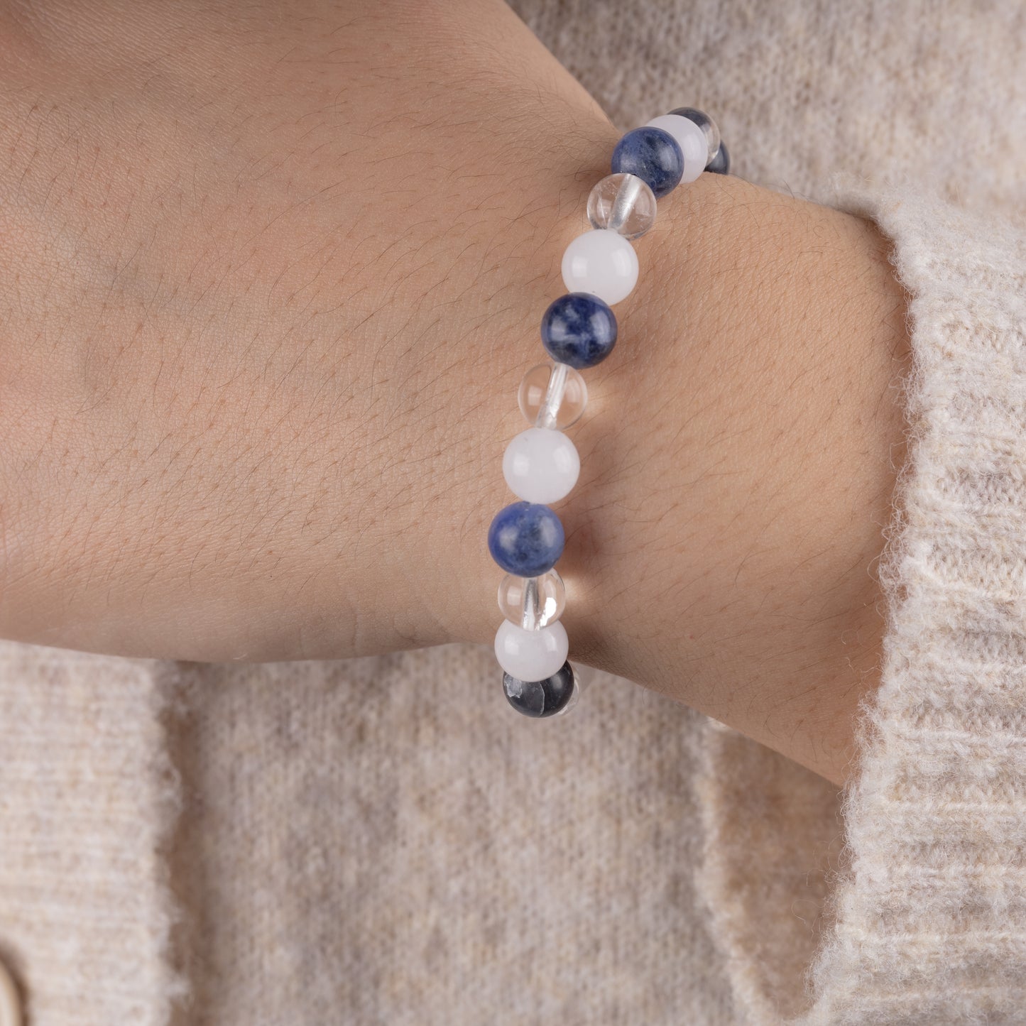 Positive Energy & Clarity Bracelet for Women and Men with Angelite, Clear Quartz, & Sodalite Crystals and Healing Stones - Handmade Beaded Bracelets - Crystal Bracelet for Spiritual Gifts