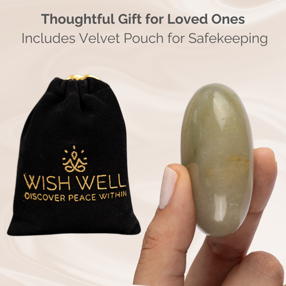 Green Aventurine Palm Stone Crystal - Natural Healing Stone for Anxiety Relief & Meditation - Polished Green Aventurine Worry Stone - Spiritual Gift