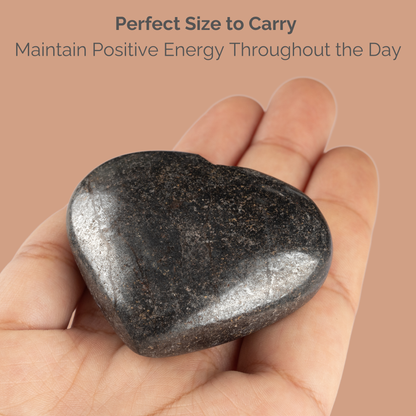 Hematite Heart Palm Stone Crystal - Natural Healing Stone for Anxiety Relief & Meditation - Polished Hematite Worry Stone - Spiritual Gift