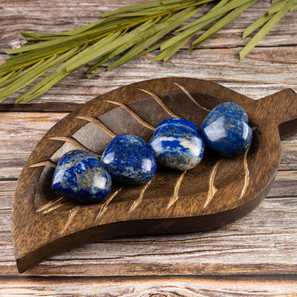 Lapis Lazuli Heart Palm Stone Crystal - Natural Healing Stone for Anxiety Relief & Meditation - Polished Lapis Lazuli Worry Stone - Spiritual Gift