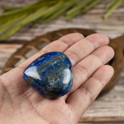 Lapis Lazuli Heart Palm Stone Crystal - Natural Healing Stone for Anxiety Relief & Meditation - Polished Lapis Lazuli Worry Stone - Spiritual Gift